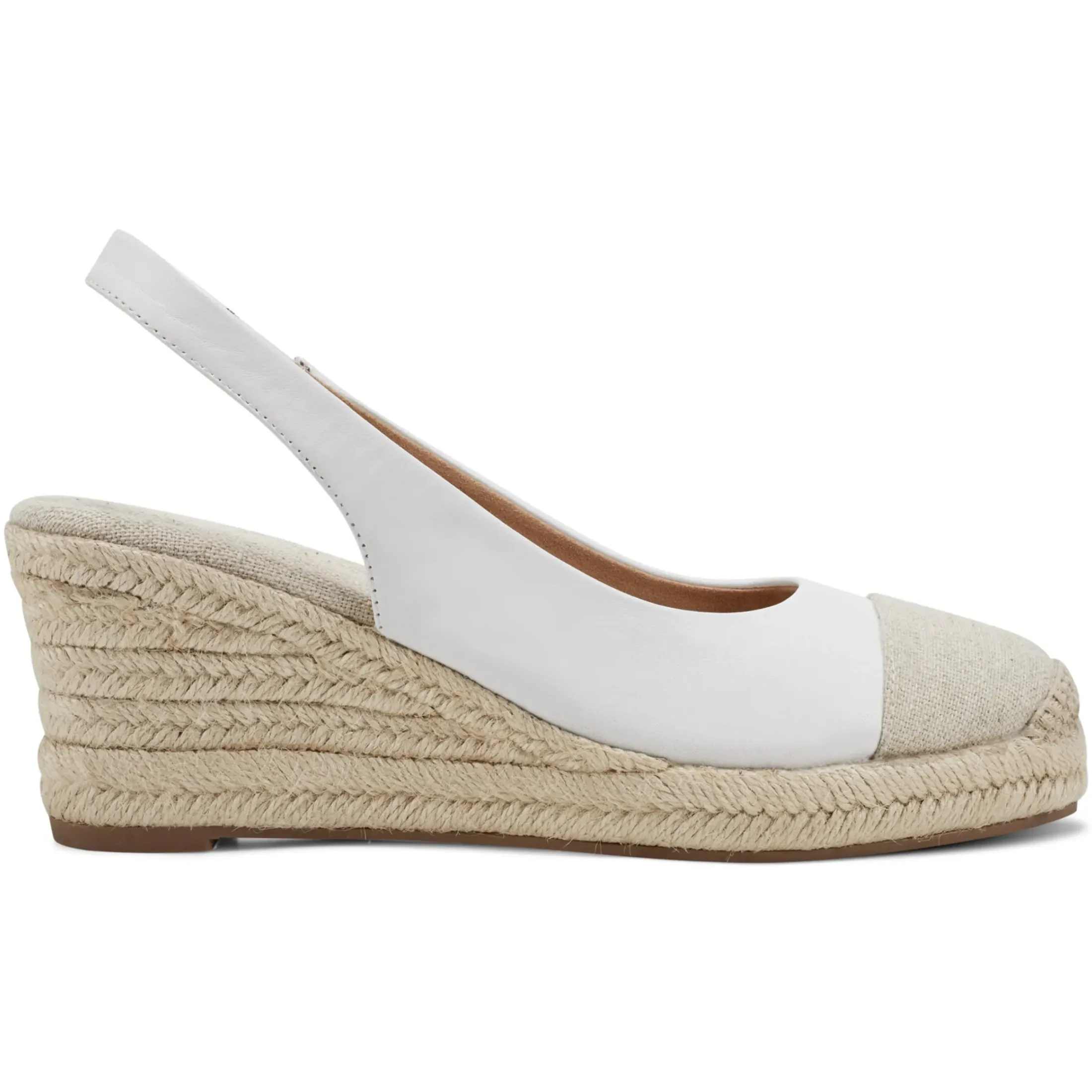Sandals|Slip Ons>Easy Spirit Margie Platform Wedge Slingbacks White Leather