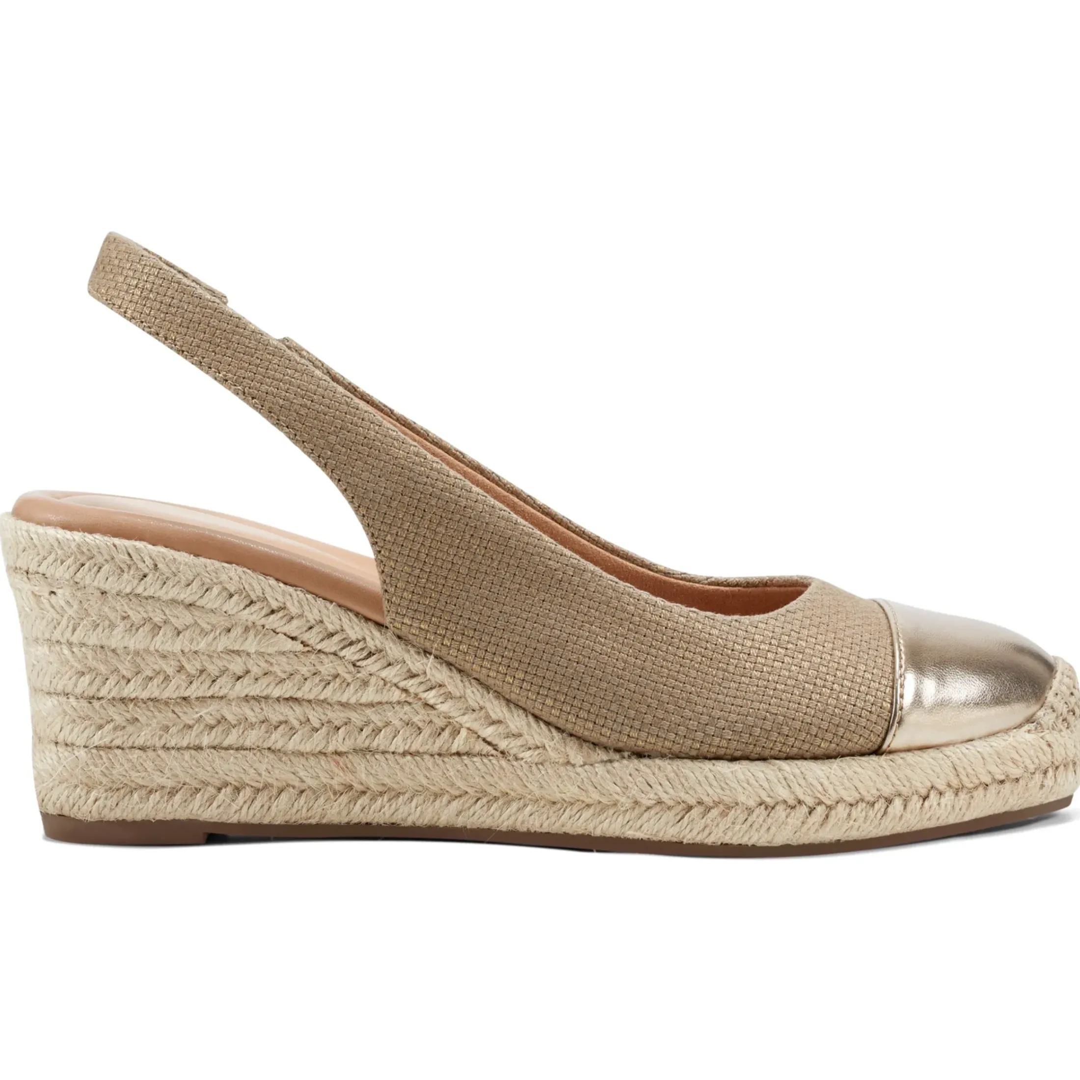 Sandals|Slip Ons>Easy Spirit Margie Platform Wedge Slingbacks Gold