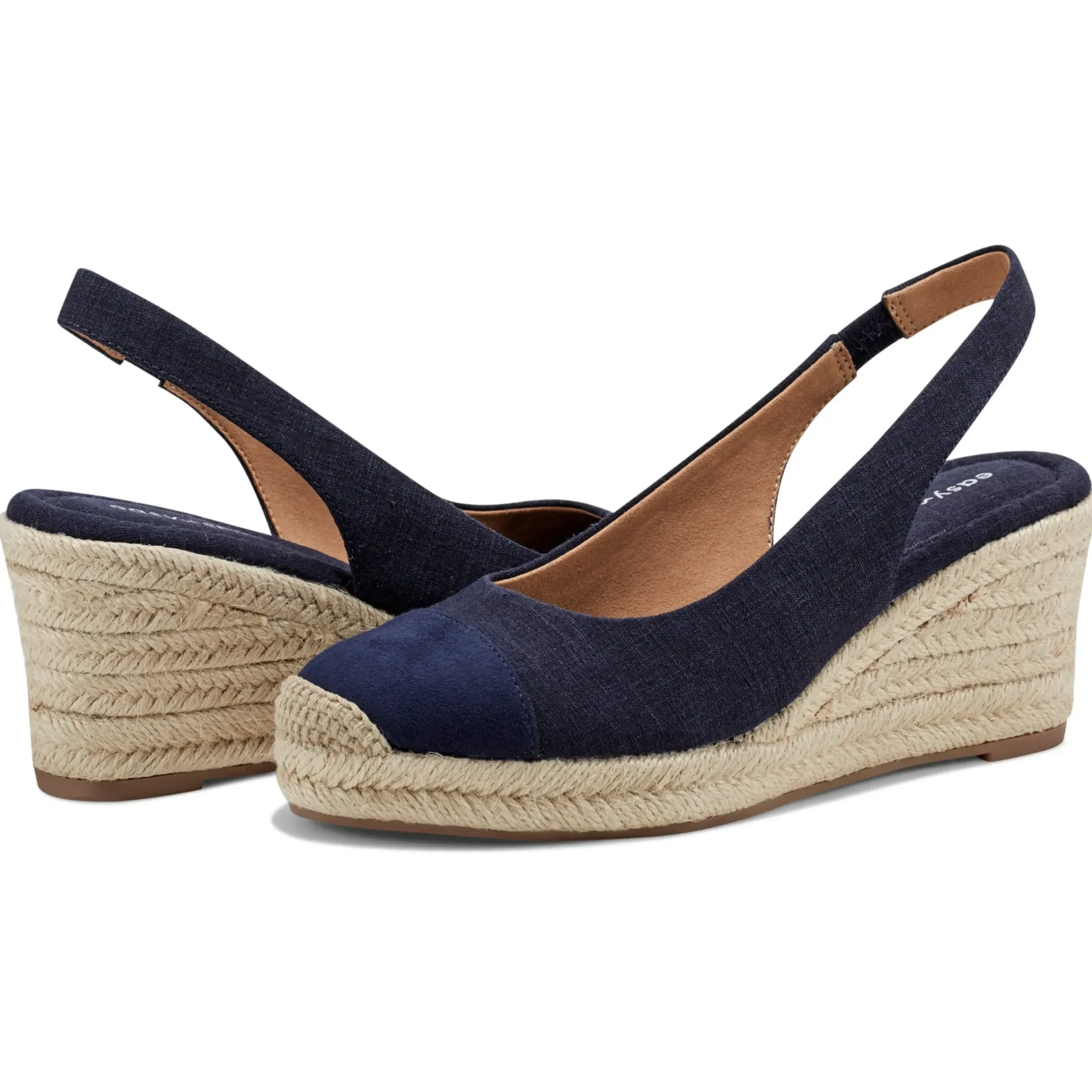 Sandals|Slip Ons>Easy Spirit Margie Platform Wedge Slingbacks Dark Denim
