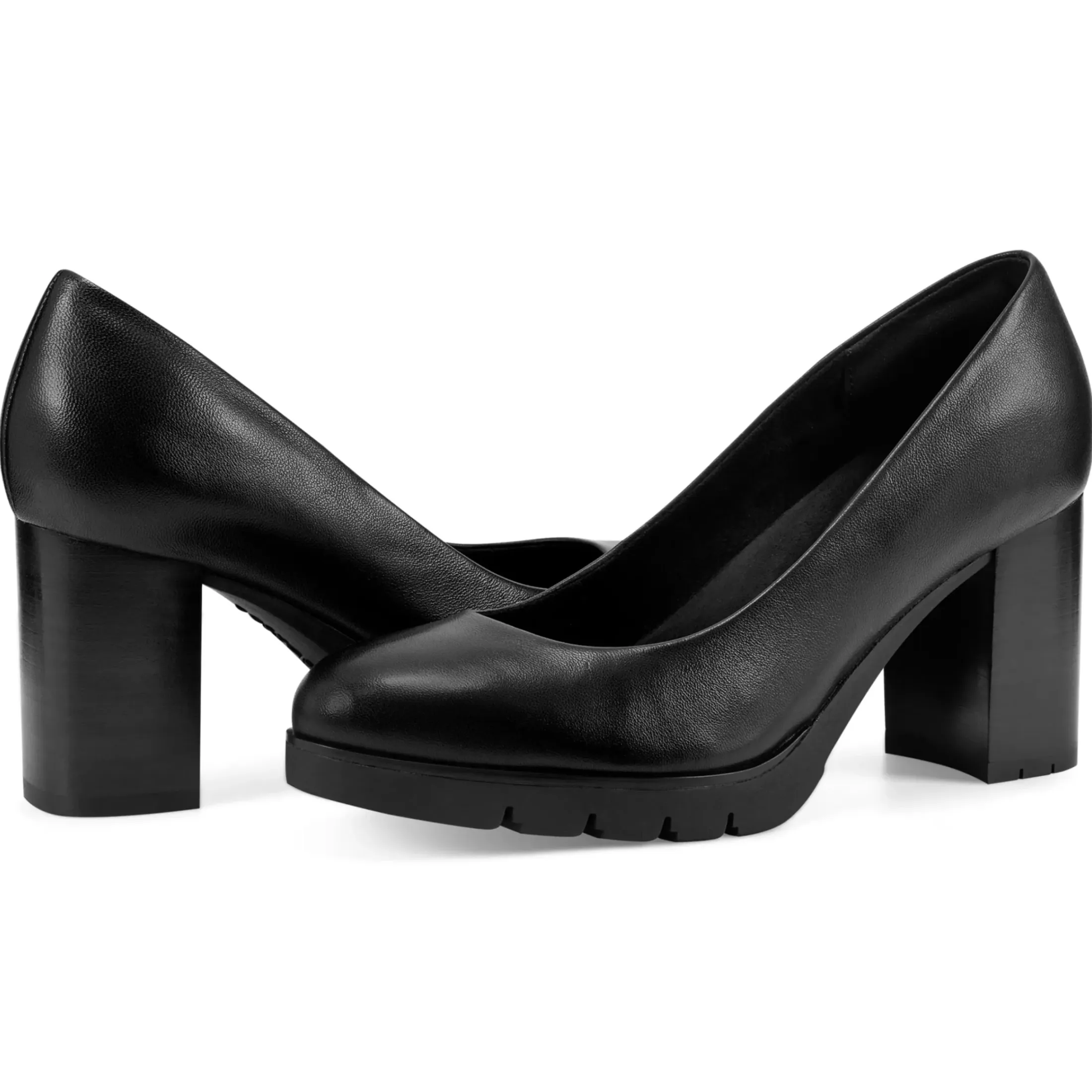 eFlex|eFlex>Easy Spirit Mckay Lug Sole Dress Pumps Black Leather