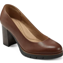 eFlex|eFlex>Easy Spirit Mckay Lug Sole Dress Pumps Brown Leather