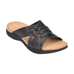 Mar|Casual>Easy Spirit Meadow Slip On Sandals Black Leather