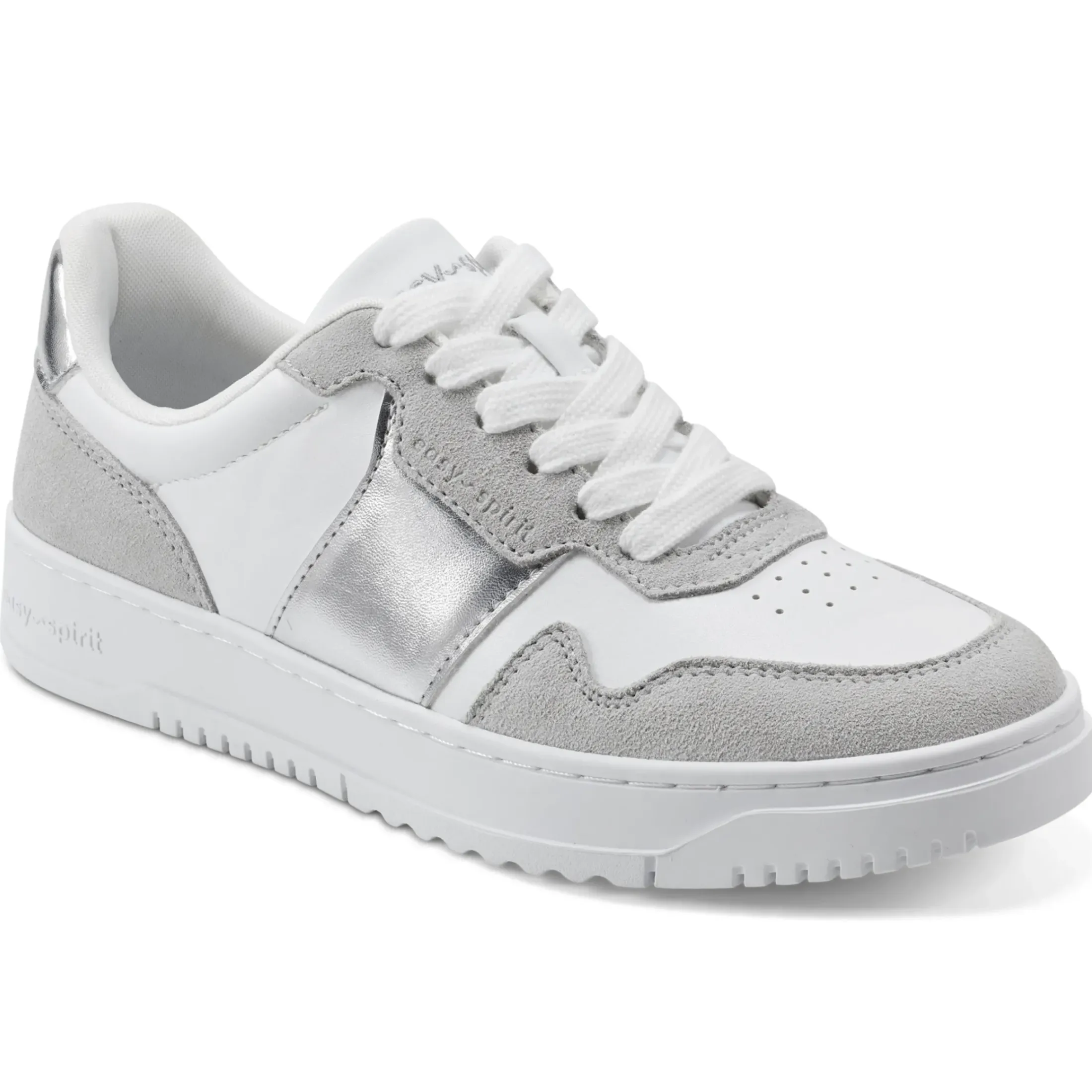 Sneakers|Sneakers>Easy Spirit Merci Lace Up Sneakers White/Silver