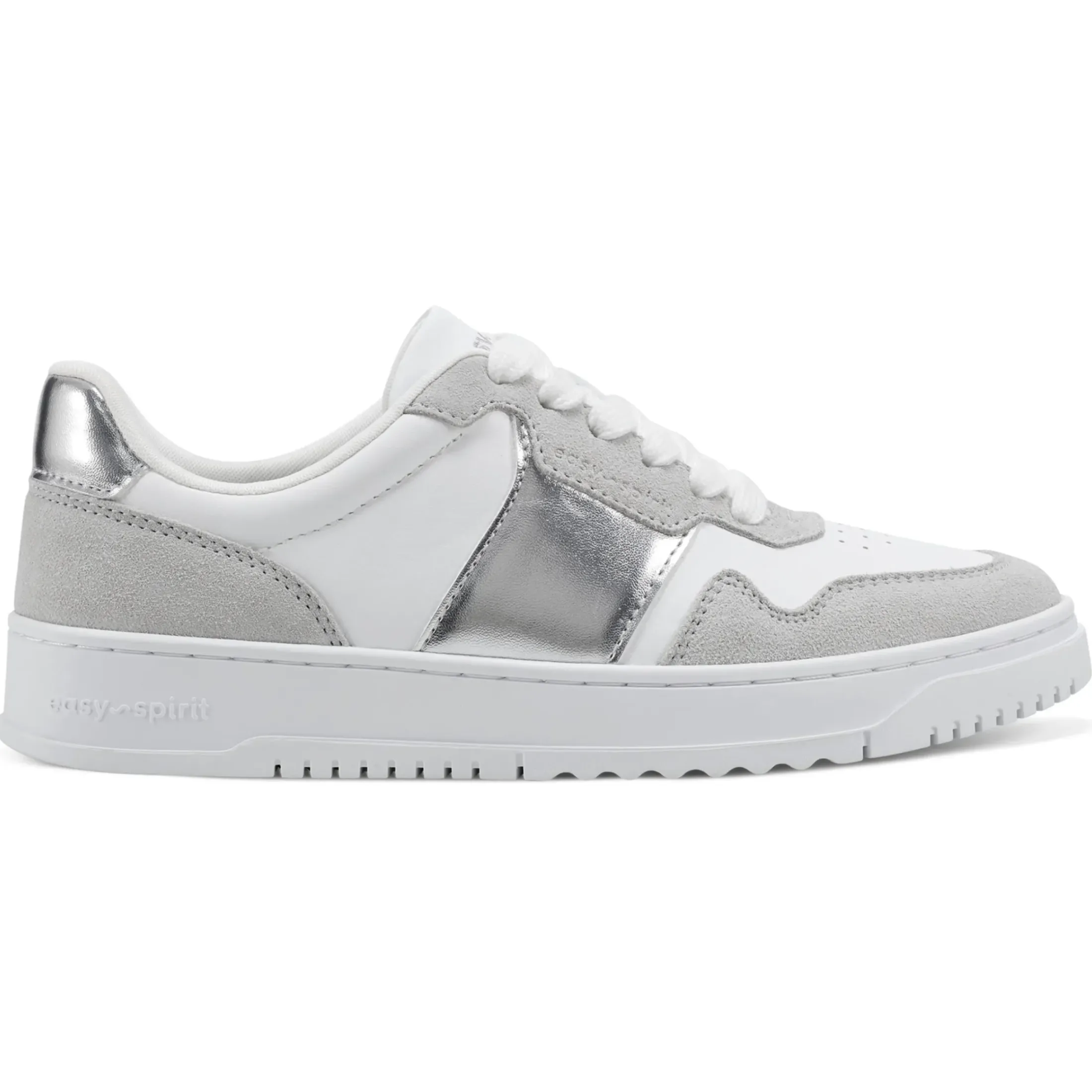 Sneakers|Sneakers>Easy Spirit Merci Lace Up Sneakers White/Silver