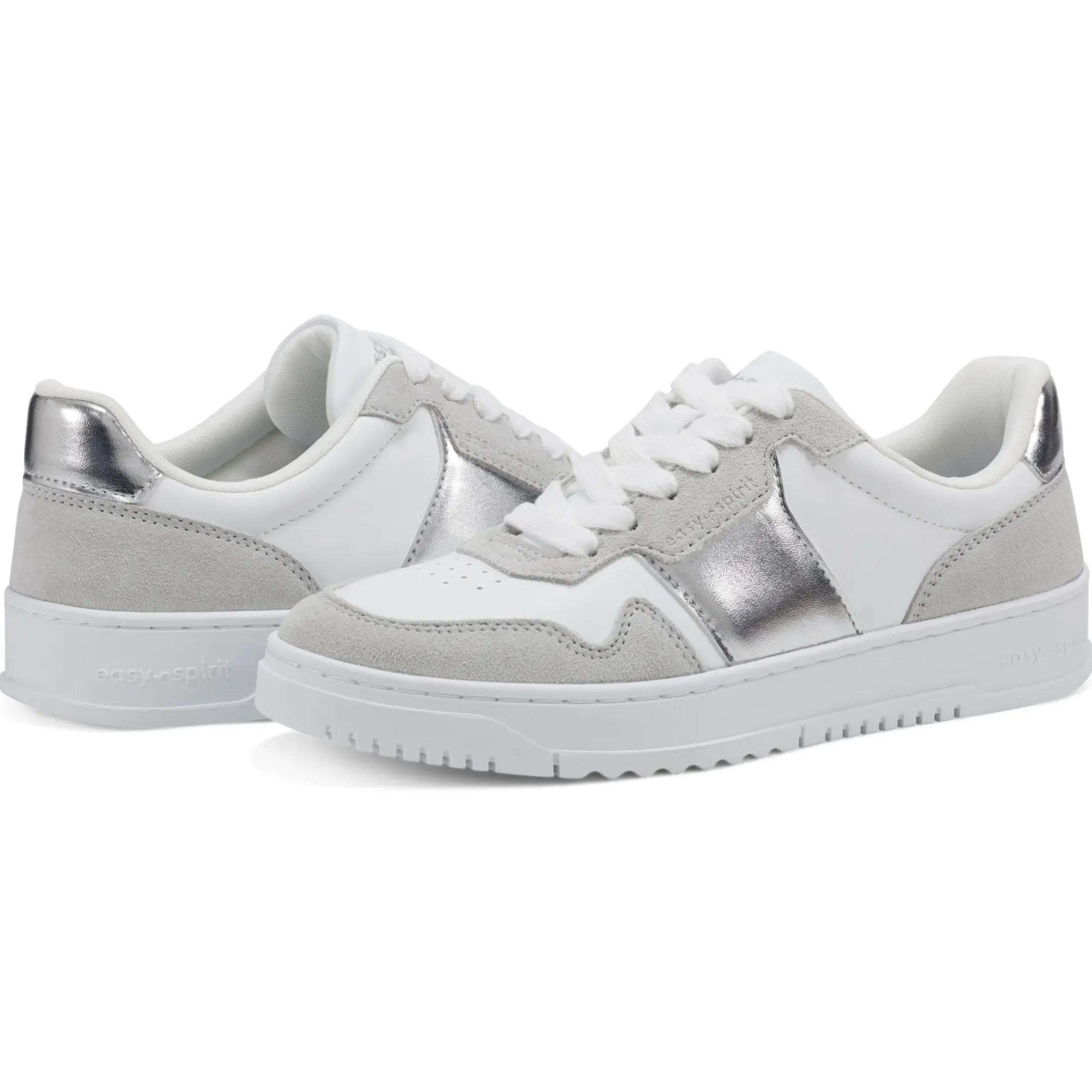 Sneakers|Sneakers>Easy Spirit Merci Lace Up Sneakers White/Silver