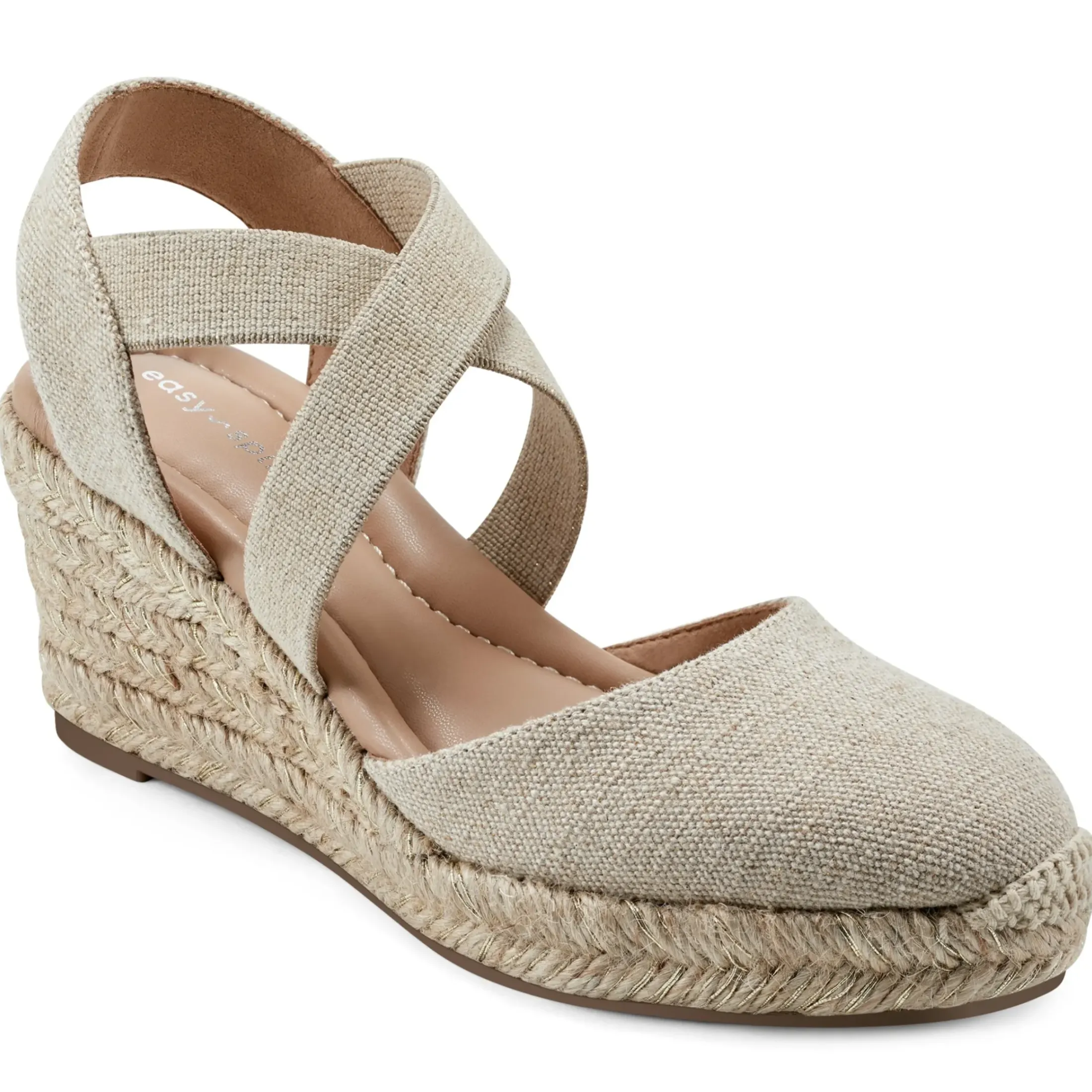 Dress|Sandals>Easy Spirit Meza Espadrille Wedge Sandals Natural Metallic