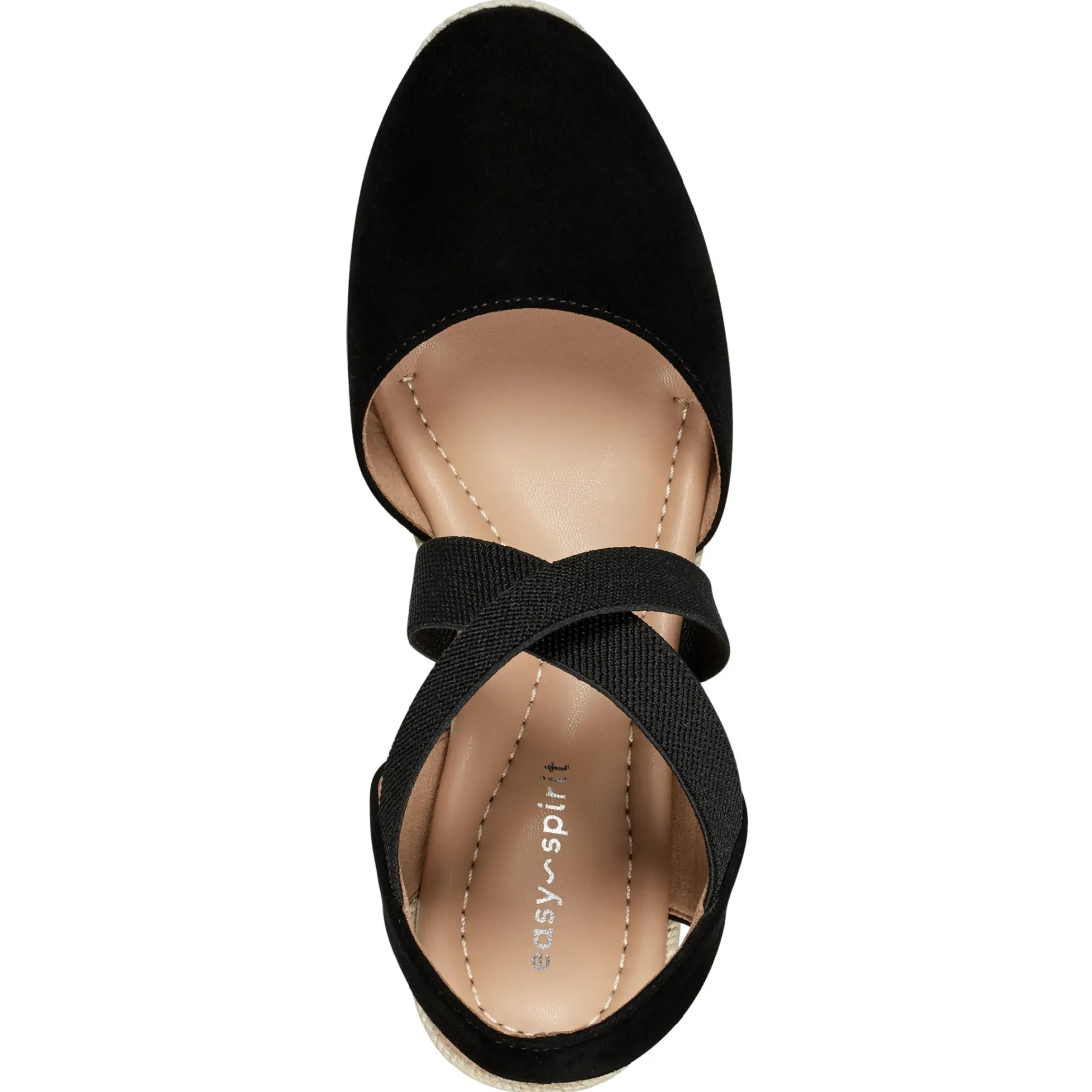 Dress|Sandals>Easy Spirit Meza Espadrille Wedge Sandals Black Suede