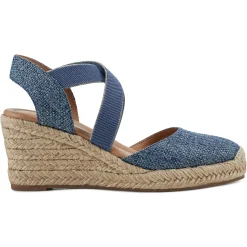 Dress|Sandals>Easy Spirit Meza Espadrille Wedge Sandals Blue Raffia