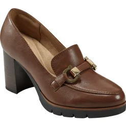 eFlex|eFlex>Easy Spirit Mirror Lug Sole Dress Pumps Brown Leather