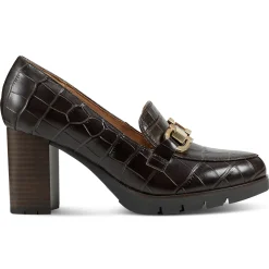 eFlex|eFlex>Easy Spirit Mirror Lug Sole Dress Pumps Brown Croco Leather