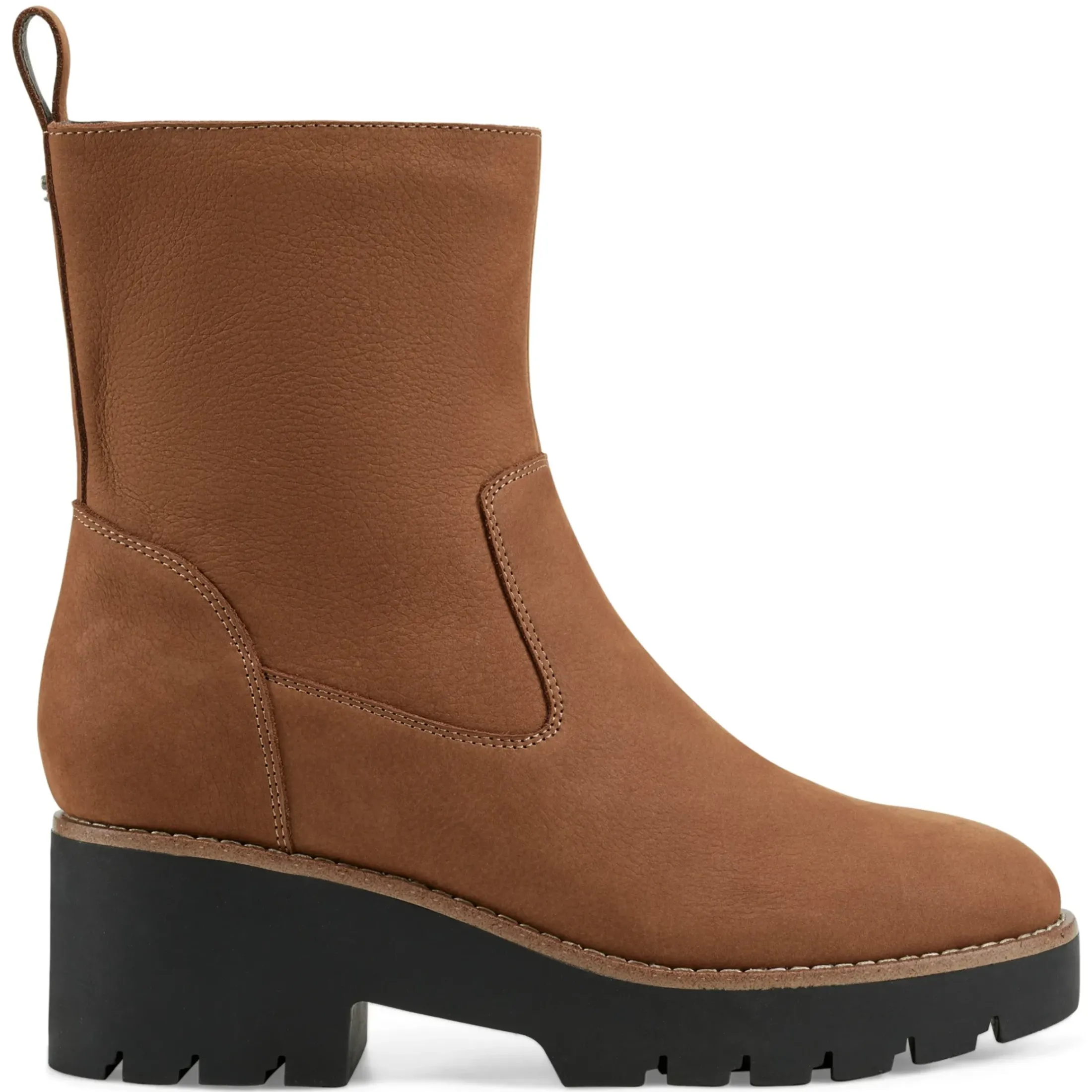 eFlex|eFlex>Easy Spirit Morgan Lug Sole Casual Booties Tan Nubuck Leather