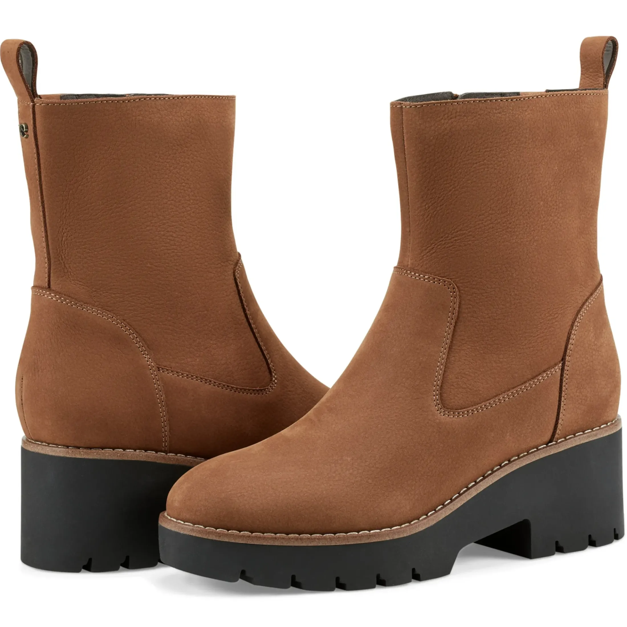 eFlex|eFlex>Easy Spirit Morgan Lug Sole Casual Booties Tan Nubuck Leather