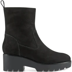 eFlex|eFlex>Easy Spirit Morgan Lug Sole Casual Booties Black Nubuck Leather