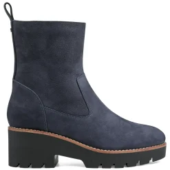 eFlex|eFlex>Easy Spirit Morgan Lug Sole Casual Booties Navy Nubuck Leather