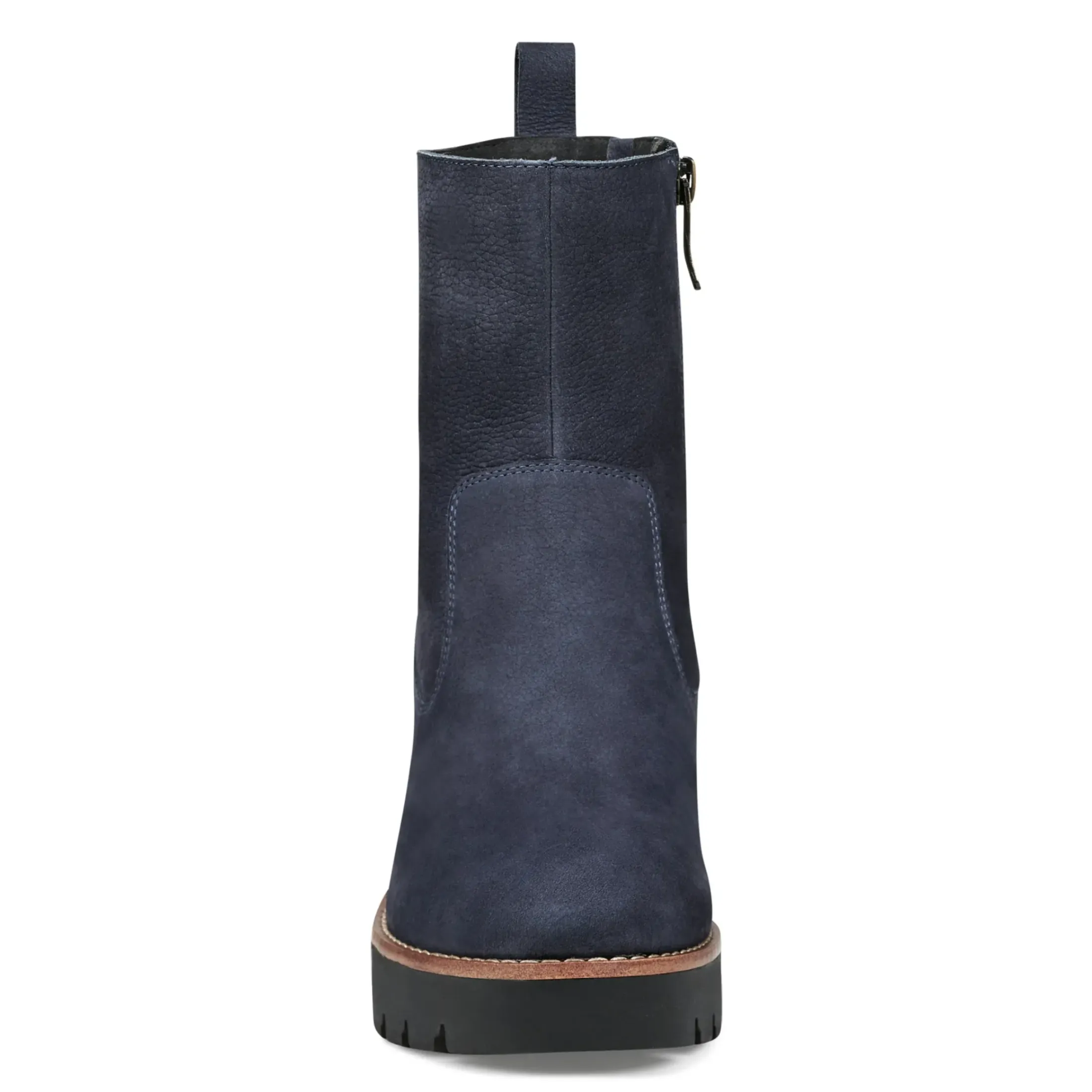 eFlex|eFlex>Easy Spirit Morgan Lug Sole Casual Booties Navy Nubuck Leather