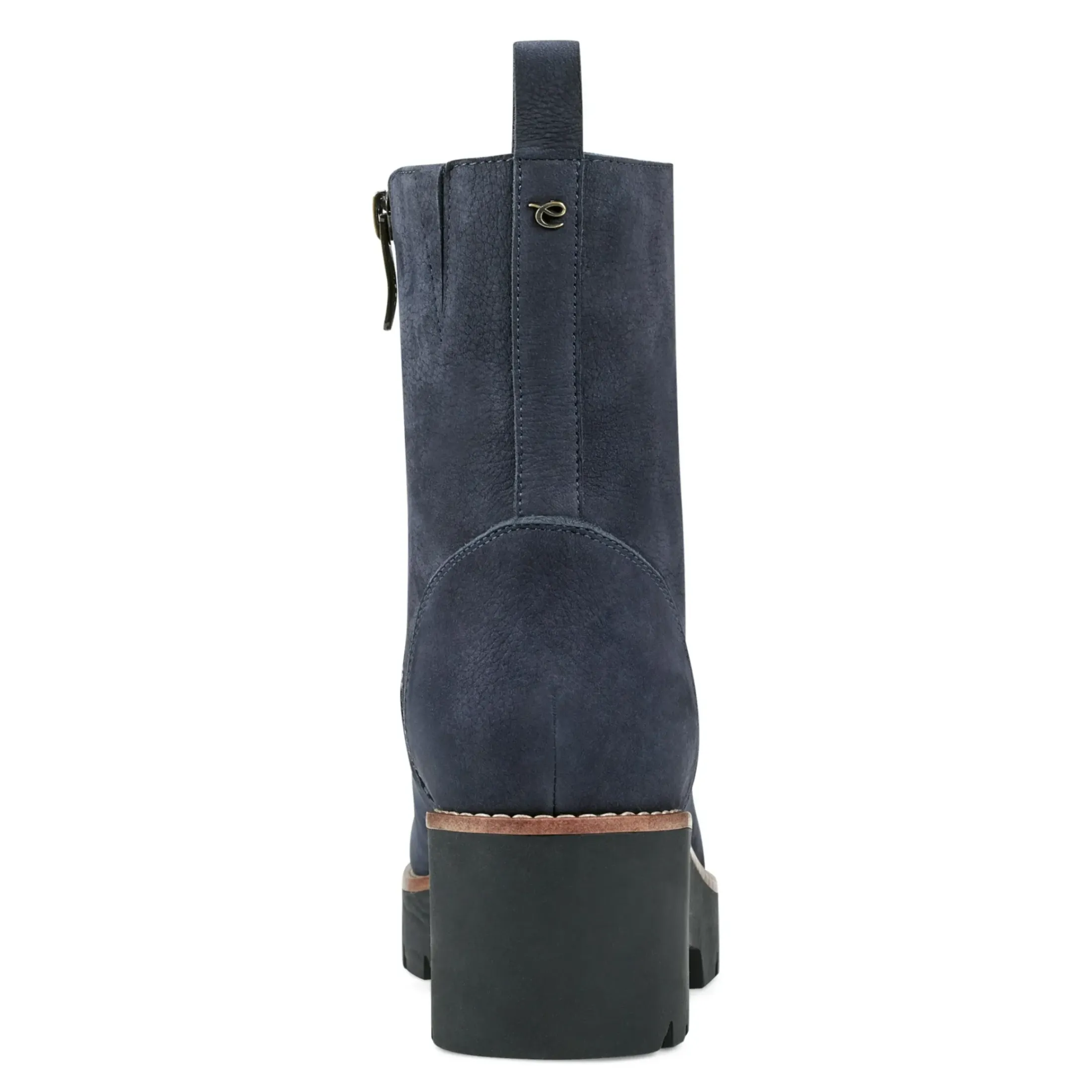 eFlex|eFlex>Easy Spirit Morgan Lug Sole Casual Booties Navy Nubuck Leather