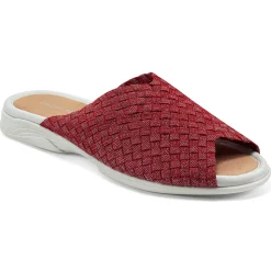 Casual|Flats>Easy Spirit Nora Slide Sandals Red/Silver Woven Shimmer