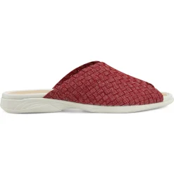 Casual|Flats>Easy Spirit Nora Slide Sandals Red/Silver Woven Shimmer
