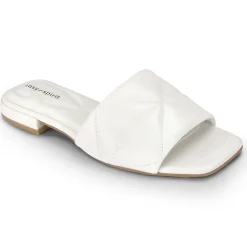 Dress|Sandals>Easy Spirit Quincie Flat Slide Sandals White Leather