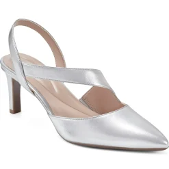 eFlex|eFlex>Easy Spirit Recruit Slingback Pumps Silver Leather
