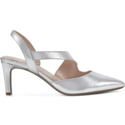 eFlex|eFlex>Easy Spirit Recruit Slingback Pumps Silver Leather