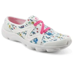 e360|Riptide Clogs>Easy Spirit Riptide Clogs White Multi Butterfly Floral