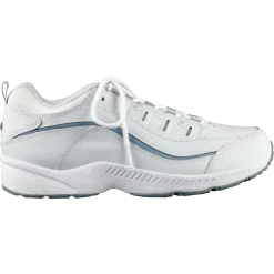 Romy Walking Shoes|Romy>Easy Spirit Romy Leather Walking Shoes White/Grey Leather