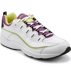 Romy & Friends|Romy Walking Shoes>Easy Spirit Romy Leather Walking Shoes White/Lime Multi