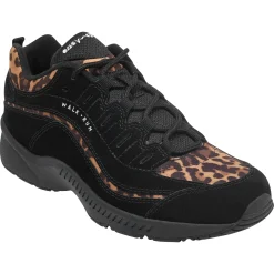 Romy & Friends|Romy Walking Shoes>Easy Spirit Romy Suede Walking Shoe Black Leopard Suede