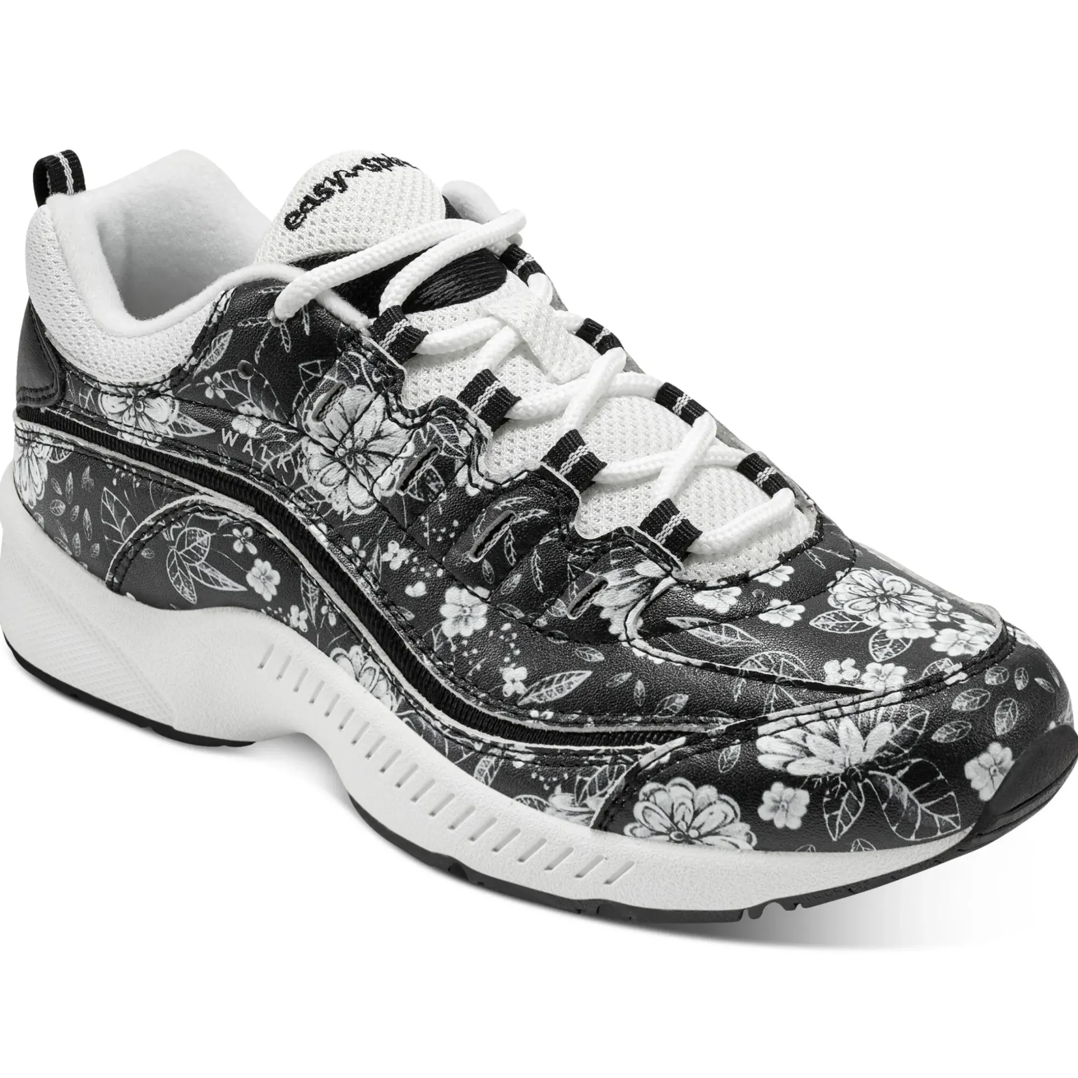 Romy & Friends|Romy Walking Shoes>Easy Spirit Romy Walking Shoes Black/White Floral