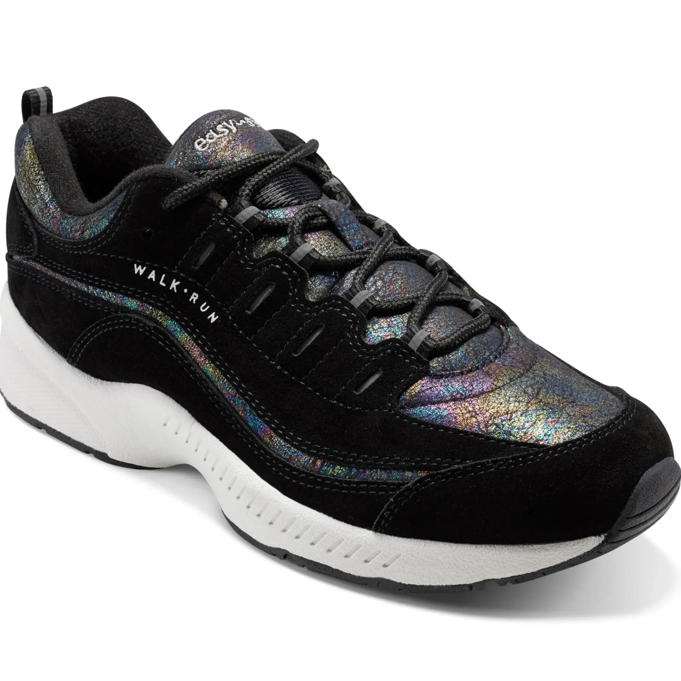 Romy & Friends|Romy Walking Shoes>Easy Spirit Romy Walking Shoes Black/Iridescent Suede