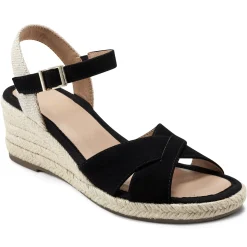 Dress|Sandals>Easy Spirit Shandra Wedge Sandals Black Suede
