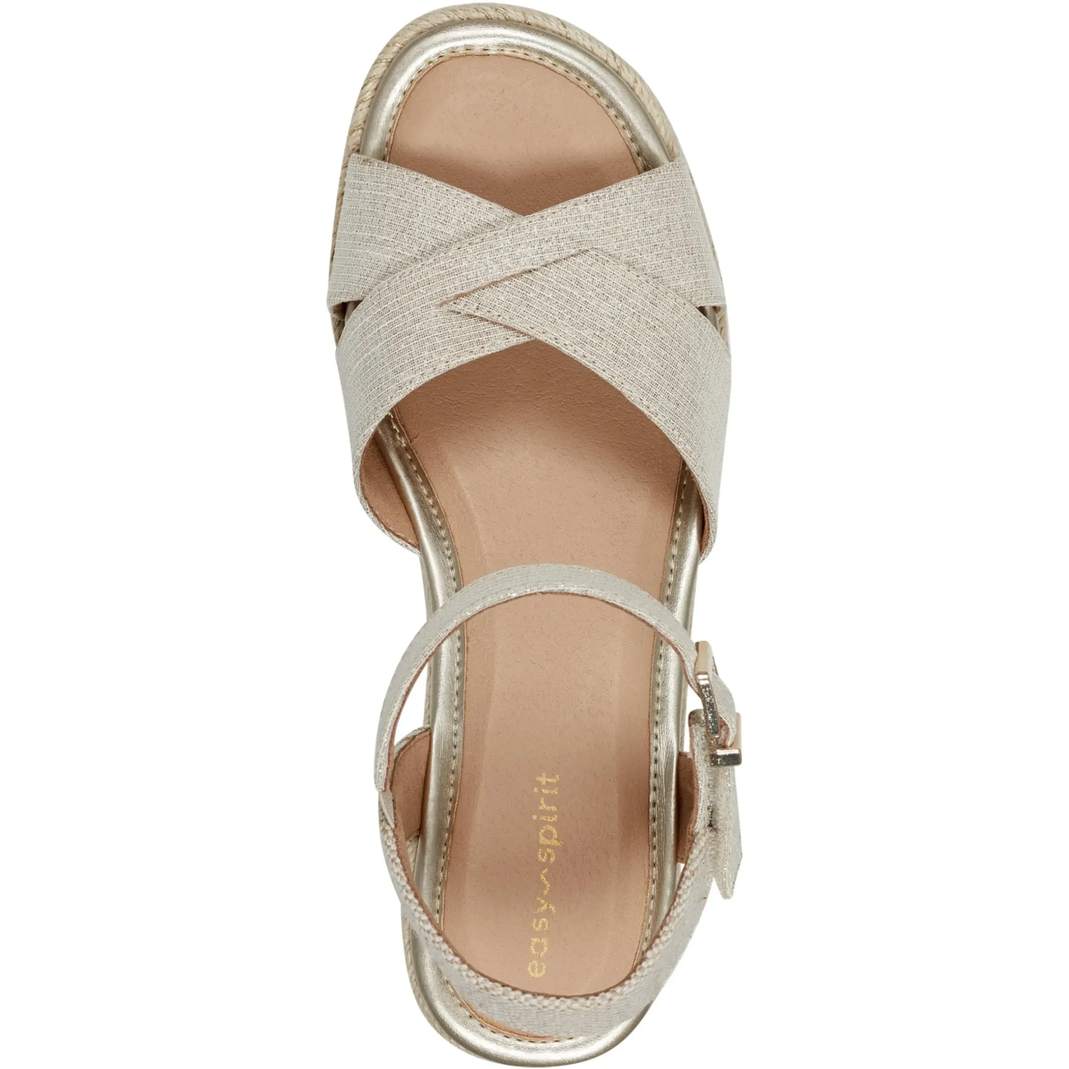 Dress|Sandals>Easy Spirit Shandra Wedge Sandals Gold Linen