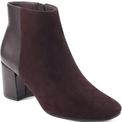 eFlex|eFlex>Easy Spirit Tamara Heeled Booties Dark Brown Suede