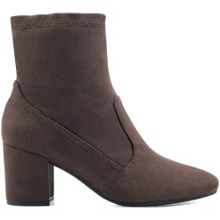 eFlex|eFlex>Easy Spirit Tami Heeled Booties Dark Brown Suede