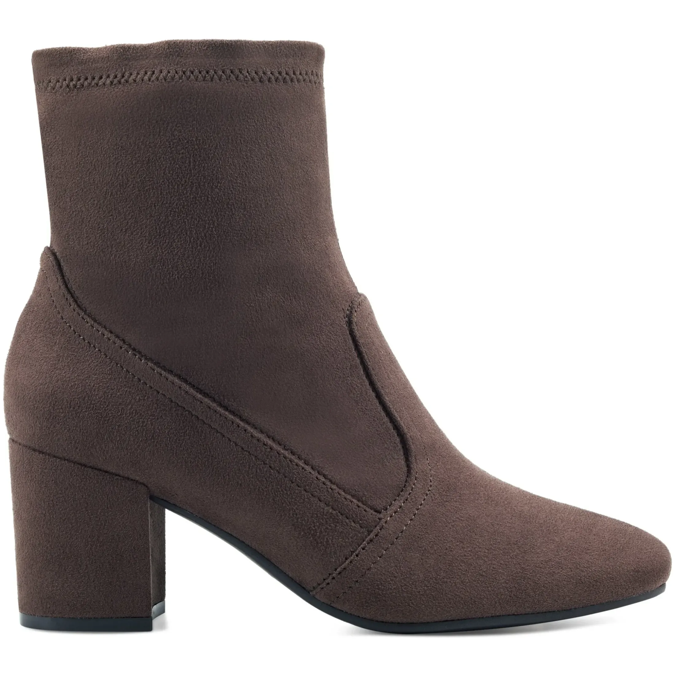 eFlex|eFlex>Easy Spirit Tami Heeled Booties Dark Brown Suede