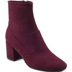 eFlex|eFlex>Easy Spirit Tami Heeled Booties Wine Suede
