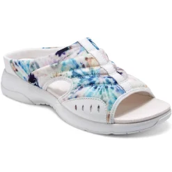 Traciee|Casual>Easy Spirit Traciee Slip On Sandals White Leather Tie Dye Print