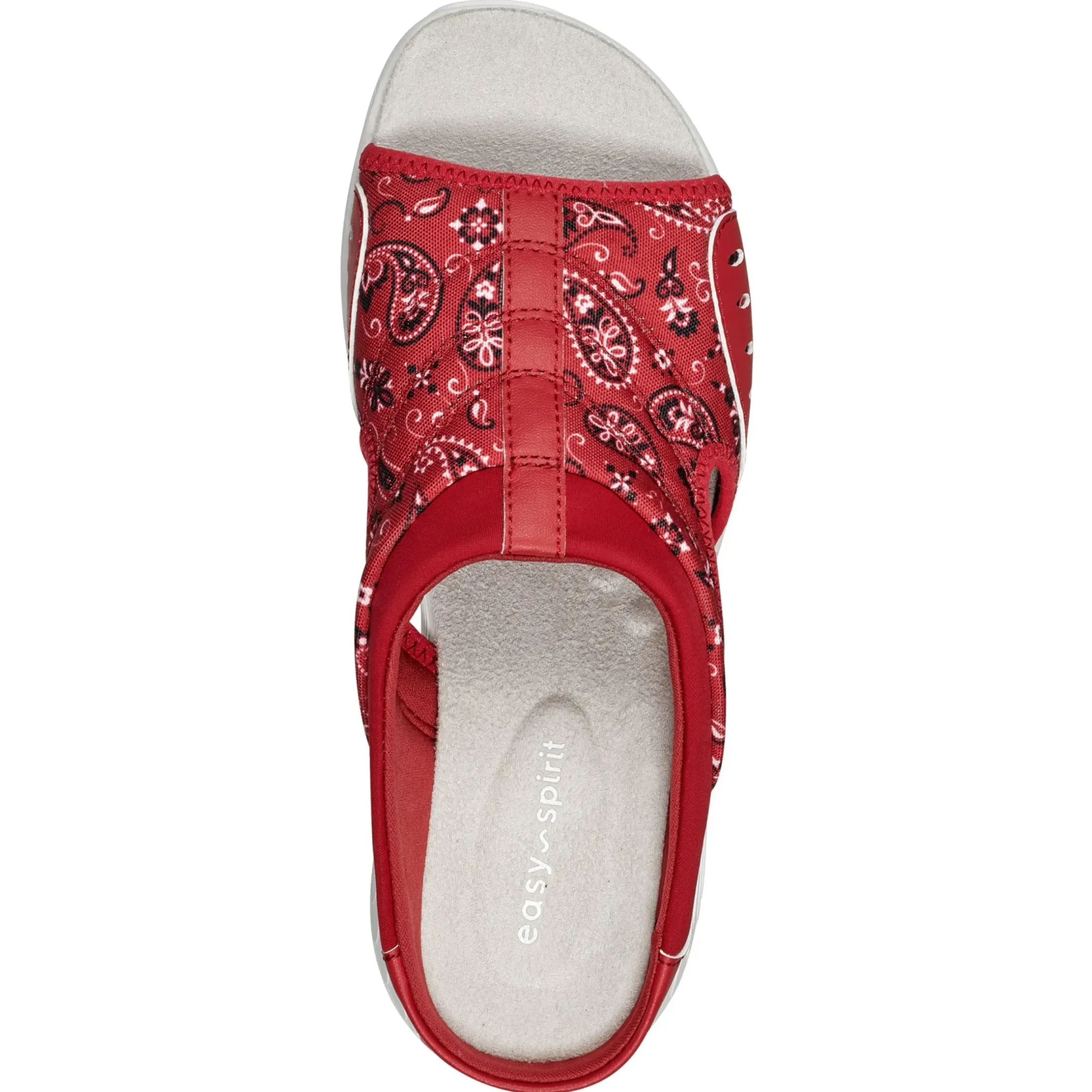 Traciee|Casual>Easy Spirit Traciee Slip On Sandals Red Bandana Print