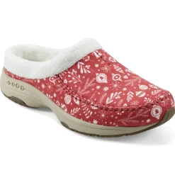 Traveltime Family|Traveltime Clogs>Easy Spirit Travelfurr Clogs Medium Red Holiday Print