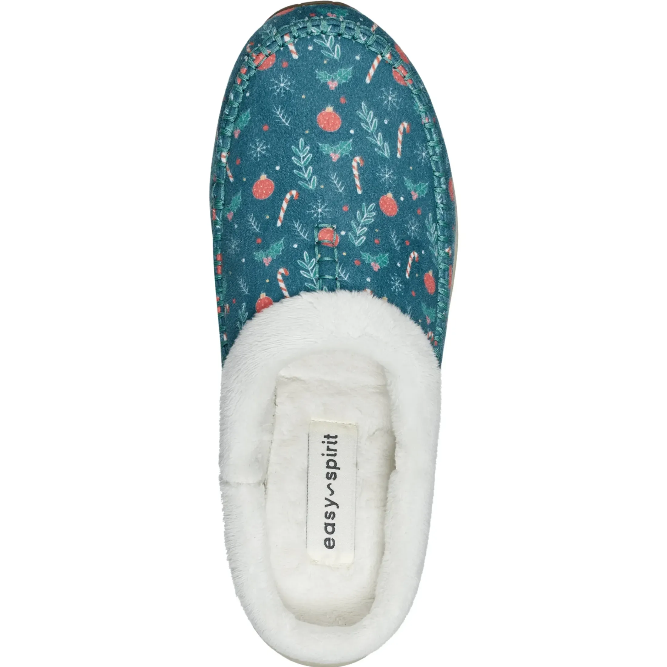Traveltime Family|Traveltime Clogs>Easy Spirit Travelfurr Clogs Dark Green Holiday Print