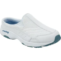 Traveltime Family|Traveltime Clogs>Easy Spirit Traveltime Classic Clogs White Leather Mesh