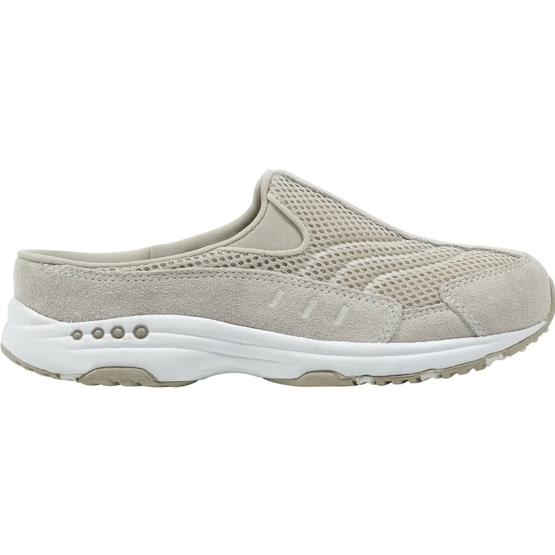 Traveltime Family|Traveltime Clogs>Easy Spirit Traveltime Classic Clogs Woodash White Suede