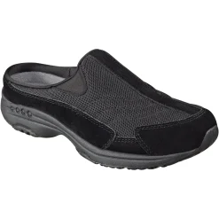 Traveltime Family|Traveltime Clogs>Easy Spirit Traveltime Classic Clogs Black/Dark Grey Suede