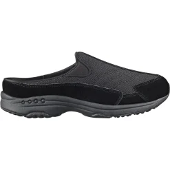 Traveltime Family|Traveltime Clogs>Easy Spirit Traveltime Classic Clogs Black/Dark Grey Suede