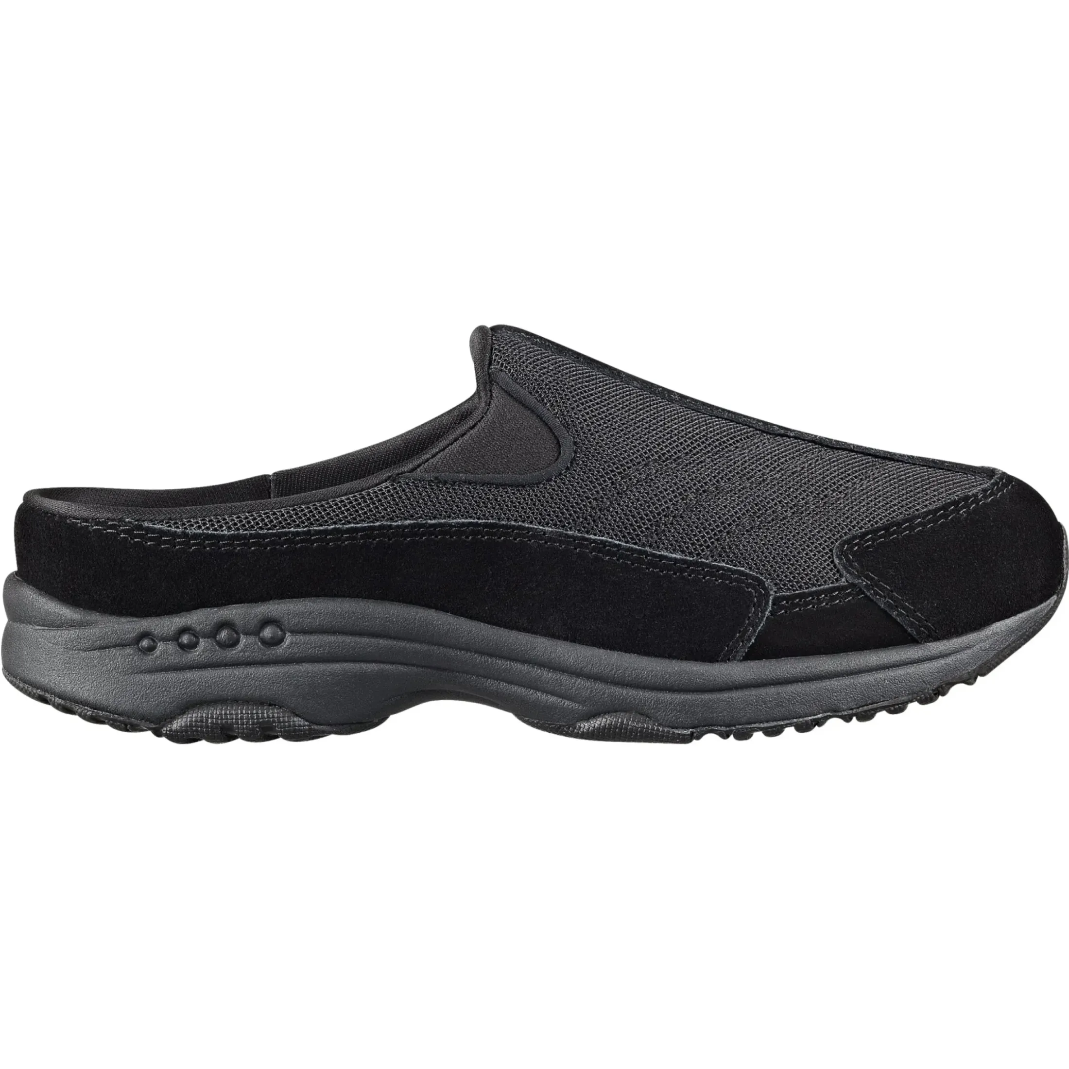 Traveltime Family|Traveltime Clogs>Easy Spirit Traveltime Classic Clogs Black/Dark Grey Suede