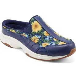 Traveltime Family|Traveltime Clogs>Easy Spirit Traveltime Clogs Navy Sunflower Print