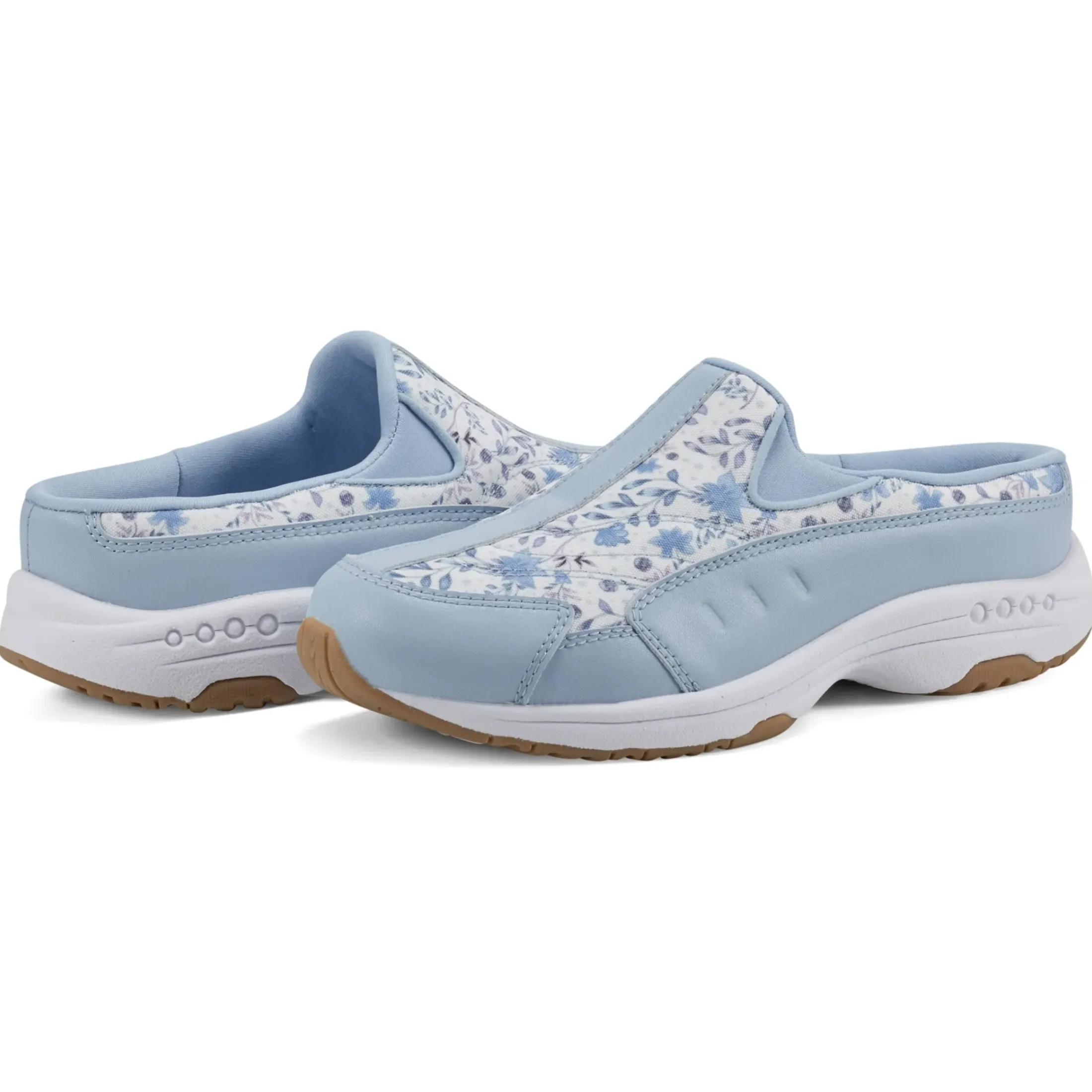 Traveltime Family|Traveltime Clogs>Easy Spirit Traveltime Clogs Light Blue Prairie Floral