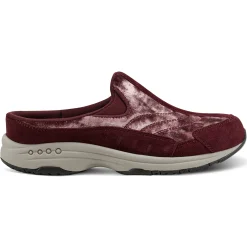Traveltime Family|Traveltime Clogs>Easy Spirit Traveltime Clogs Dark Red Crushed Velvet