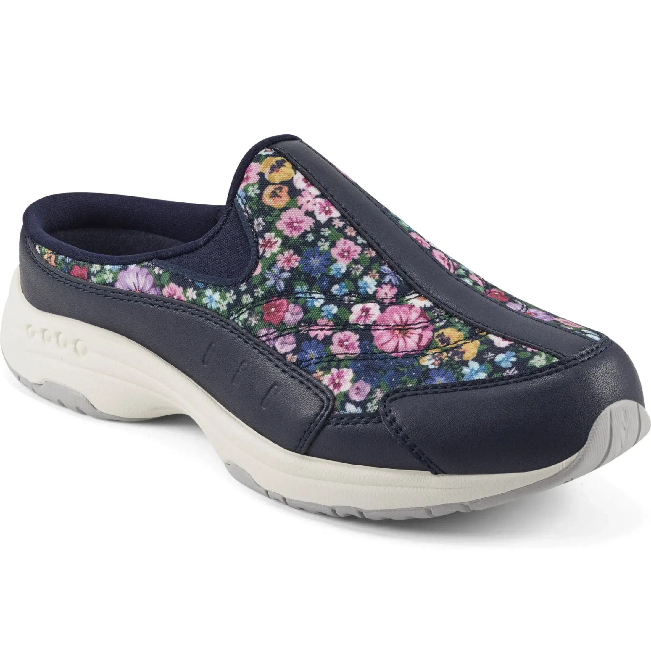 Traveltime Family|Traveltime Clogs>Easy Spirit Traveltime Clogs Navy Ditsy Floral Print